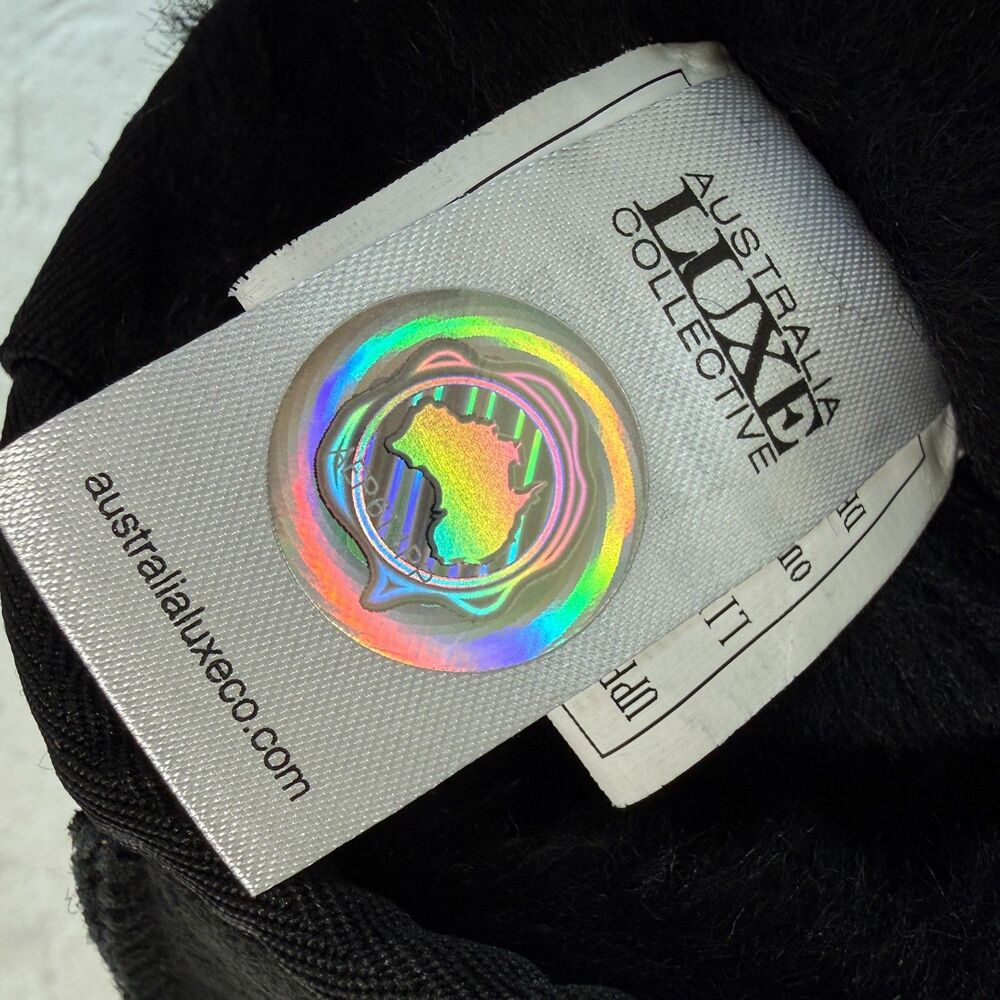 AUSTRALIA LUXE COLLECTIVE Black Cosy Tall Boots Sheepskin Fur Women's Size 7 - Picture 10 of 16